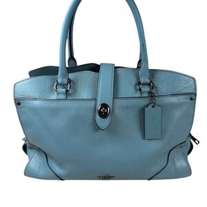 COACH‎ Mercer 30 Satchel Blue Pebbled Leather [Missing Strap]